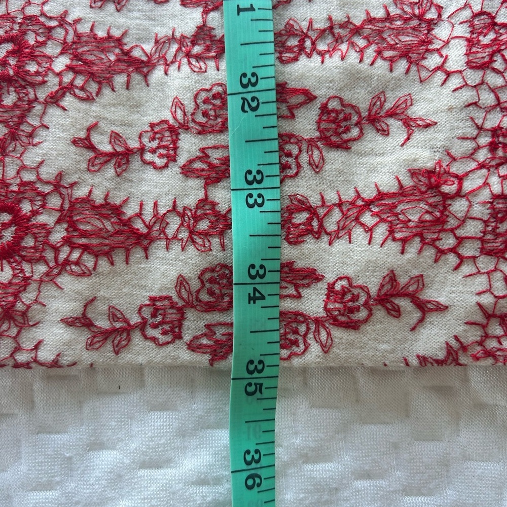 ❣️ *True Vintage* Pretty Red and Cream Embroidered Floral Dress - Picture 8 of 15